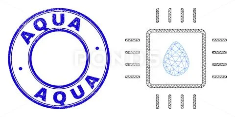 Blue Distress Aqua Stamp Seal and Web Network Liquid Processor