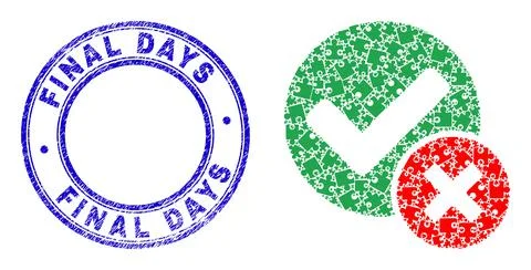 Blue Distress Final Days Stamp And False Positive Icon Mosaic of Puzzle Plugins Stock Illustration