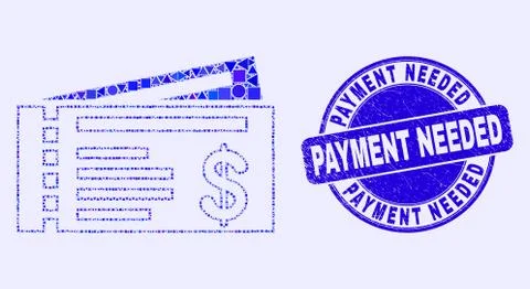 Blue Distress Payment Needed Stamp Seal and Dollar Cheques Mosaic Stockillustratie