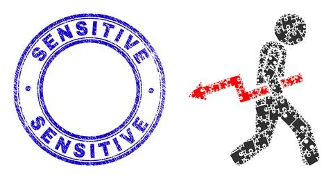 Blue Distress Sensitive Seal And Trend Down Robber Pictogram Mosaic of Puzzle Stockillustratie