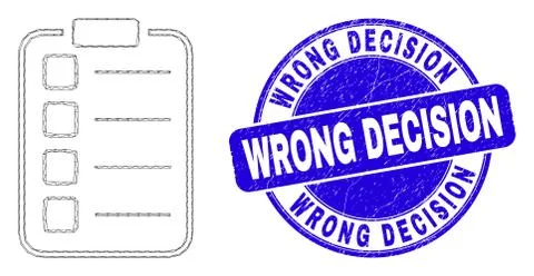 Blue Distress Wrong Decision Seal and Web Carcass List Items Pad Stock Illustration