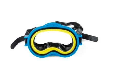 Blue diving google on the white background Stock Photos