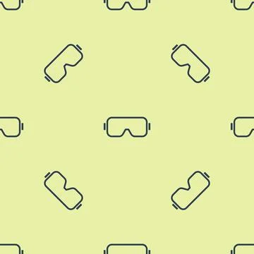 Blue Diving mask icon isolated seamless pattern on yellow background. Extreme Illustrazione stock