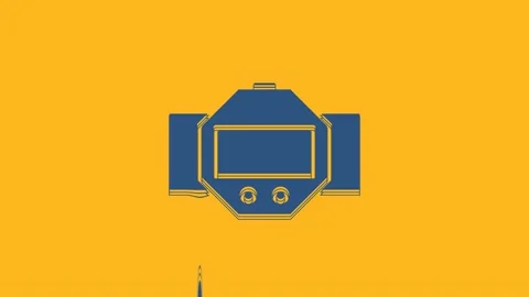 Blue Diving watch icon isolated on orange background. Diving underwater 스톡 동영상 234292516