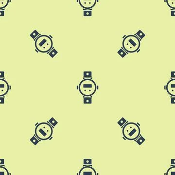 Blue Diving watch icon isolated seamless pattern on yellow background. Diving Stock Illustration