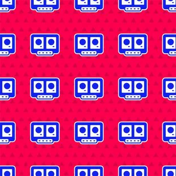 Blue DJ remote for playing and mixing music icon isolated seamless pattern on 스톡 일러스트