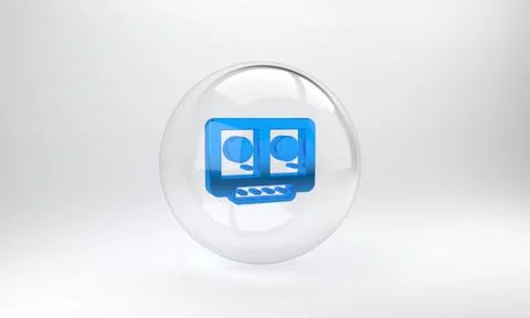Blue DJ remote for playing and mixing music icon isolated on grey background. Ilustração Stock