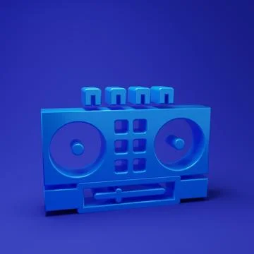 Blue DJ remote for playing and mixing music icon isolated on blue backgroun.. Ilustração Stock