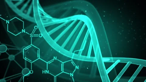 Blue DNA in a 3D animation Stock Footage 235634677