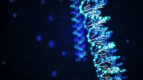 Blue DNA Double Helix Rotating with Copy Space, 3D Genetics Background, Seamless Stock-Footage 348858249