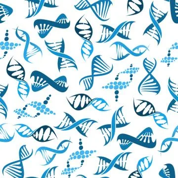 Blue DNA elements seamless pattern Stock Illustration