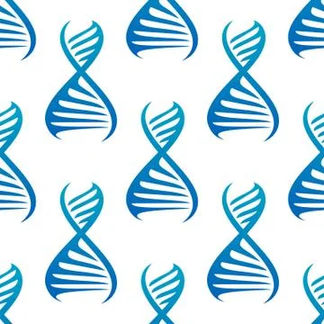 Blue DNA helices seamless pattern Stock Illustration