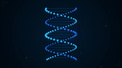 Blue DNA Helix Model Rotating on Dark Background - Science and Genetics Conce 库存影片 346661699