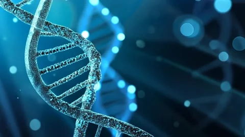 Blue DNA Helix Structure and 3D Digital Illustration Human Genetic 4K Video stock 332133440