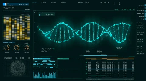 Blue DNA strand rotating on screen, forensic DNA analysis, genetic engineering Stock Footage