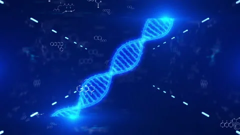 Blue DNA Virtual Double Helix Spinning Element Stock Footage 155568598