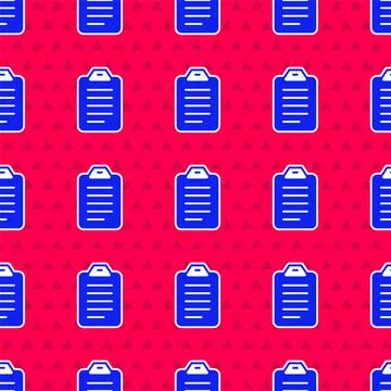 Blue To do list or planning icon isolated seamless pattern on red background Illustrazione stock