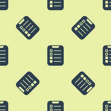 Blue To do list or planning icon isolated seamless pattern on yellow background イラスト素材