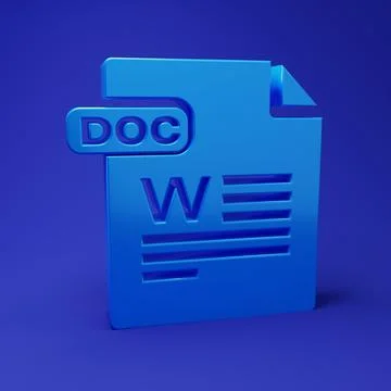 Blue DOC file document. Download doc button icon isolated on blue backgroun.. Illustrazione stock