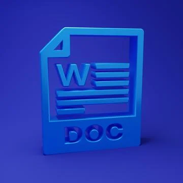 Blue DOC file document. Download doc button icon isolated on blue backgroun.. Stock Photos