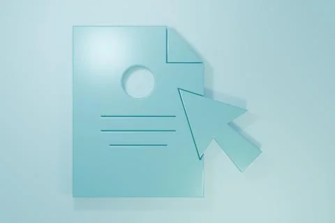 Blue Document and cursor icon isolated on blue background. File icon. Check.. Stock Illustration