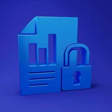Blue Document and lock icon isolated on blue background. File format and pa.. 스톡 사진