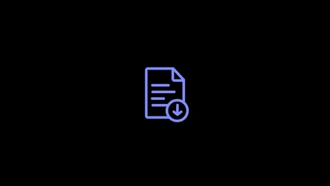 Blue Document Download Icon on Black Background Keywords: document, downloa.. Stock Footage 321855350