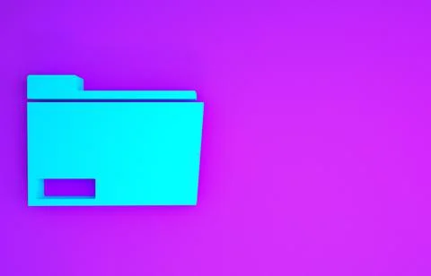 Blue Document folder icon isolated on purple background. Accounting binder sy Illustrazione stock