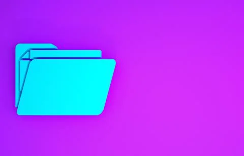 Blue Document folder icon isolated on purple background. Accounting binder sy Stock-Illustration