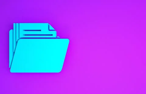 Blue Document folder icon isolated on purple background. Accounting binder sy Stock-Illustration