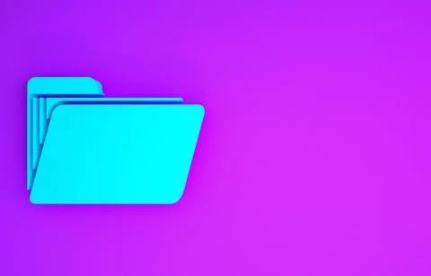 Blue Document folder icon isolated on purple background. Accounting binder sy Stock-Illustration
