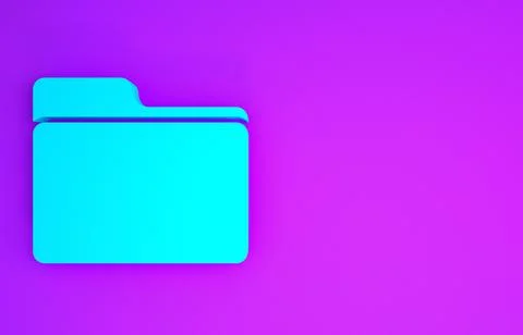 Blue Document folder icon isolated on purple background. Accounting binder sy Illustrazione stock