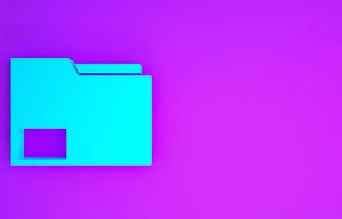 Blue Document folder icon isolated on purple background. Accounting binder sy Stock-Illustration