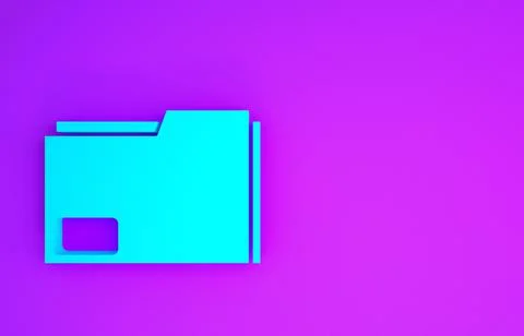 Blue Document folder icon isolated on purple background. Accounting binder sy Illustrazione stock