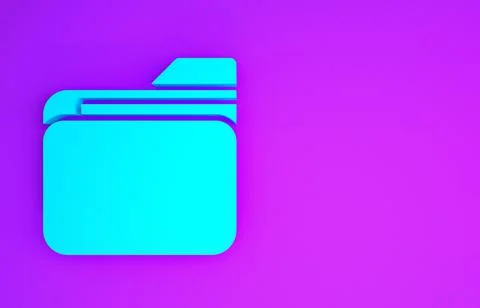 Blue Document folder icon isolated on purple background. Accounting binder sy Stock-Illustration