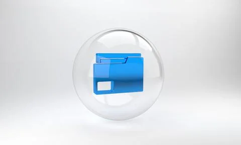 Blue Document folder icon isolated on grey background. Accounting binder symb Stock-Illustration