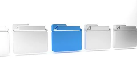 Blue Document folder icon isolated on white background. Accounting binder sym Stock Illustration