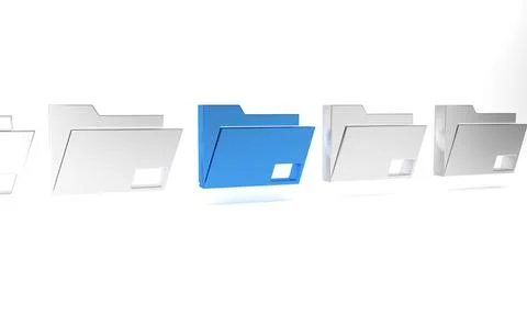 Blue Document folder icon isolated on white background. Accounting binder s.. Illustrazione stock