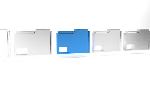 Blue Document folder icon isolated on white background. Accounting binder s.. 스톡 일러스트