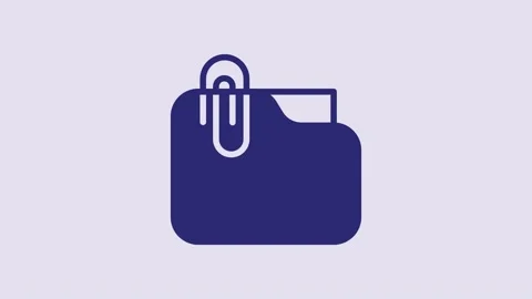 Blue Document folder with paper clip icon isolated on purple background Stock Footage 232843604