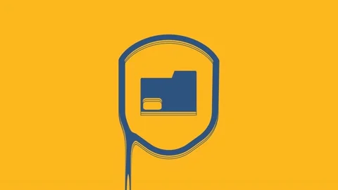 Blue Document folder protection concept icon isolated on orange background Stock Footage 234713860