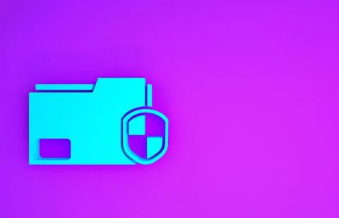 Blue Document folder protection concept icon isolated on purple background. C Illustrazione stock