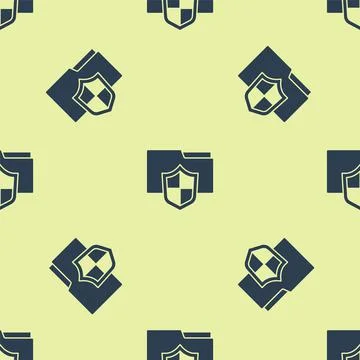 Blue Document folder protection concept icon isolated seamless pattern on yellow Illustrazione stock
