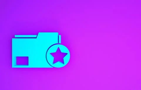 Blue Document folder with star icon isolated on purple background. Document b Illustrazione stock