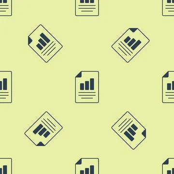 Blue Document with graph chart icon isolated seamless pattern on yellow Illustrazione stock