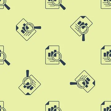 Blue Document with graph chart icon isolated seamless pattern on yellow 스톡 일러스트