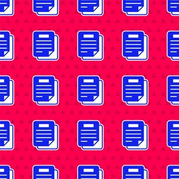 Blue Document icon isolated seamless pattern on red background. File icon イラスト素材