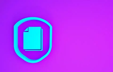 Blue Document protection concept icon isolated on purple background. Confiden 库存插图