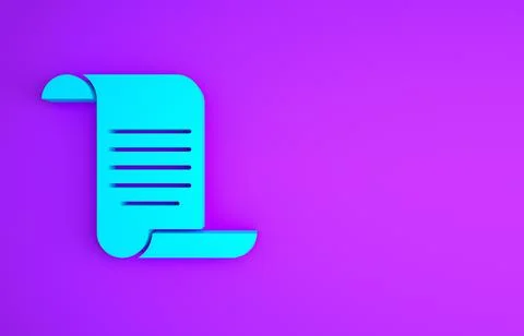 Blue Document with shield icon isolated on purple background. Insurance conce Illustrazione stock