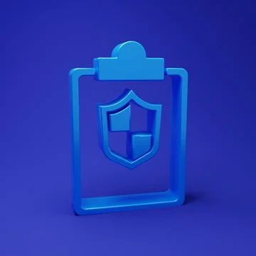 Blue Document with shield icon isolated on blue background. Insurance conce.. 스톡 일러스트